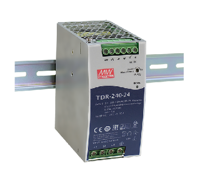 Блок питания AC-DC, 240Вт, ККМ, 3-х фазный, вход 340-550В AC, 47-63,480-780В DC, выход 24В,10A, рег. вых 24-28В, в кожухе на DIN-рейку