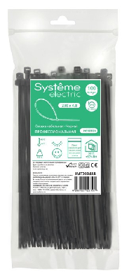 Стяжка кабельная MultiSet 200х4.8 Чёрная (100шт)