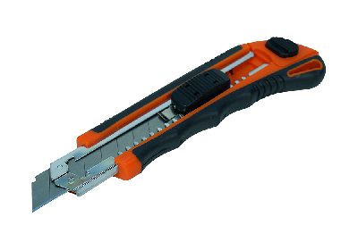 Нож строительный 18мм металлические направляющие автоматическая смена лезвий дополнительный фиксатор (1 комплект - 3 лезвия)