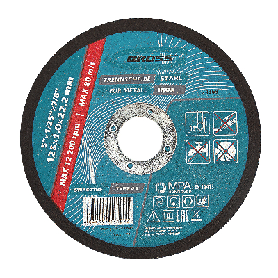 Круг отрезной по металлу, 125x1,0x22,2 мм, WA60TBF