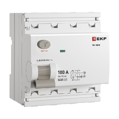 Выключатель дифференциального тока ВД-100N 4P 100А 30мА тип AC эл-мех 6кА PROXIMA
