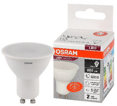 Лампа светодиодная LED 10 Вт GU10 4000К 800Лм спот 220 В (замена 75Вт) OSRAM