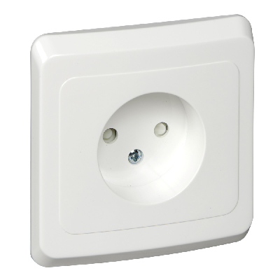 ЭТЮД Розетка скрытая без заземления со шторками белая