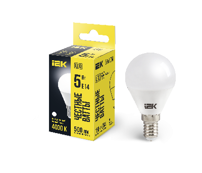 Лампа светодиодная LED 5вт E14 белый матовый шар ECO