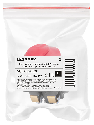 Выключатель кнопочный КЕ 081-У1-исп.2, красный, 1з+1р, 10A, 660B, IP66 TDM