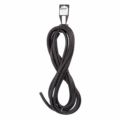 Труба автомобильная гофрированная ПП, 9,8мм, разрезная, бухта 5 м/уп, REXANT