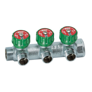 Коллектор регулирующий 1 ВР-НР с 3 отводами 1/2 EU с вставкой под плоское уплотнение