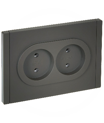 FORTE&PIANO Розетка 2-местная без заземления без защитных шторок безвинтовое крепление 10А FP326 серый IEK