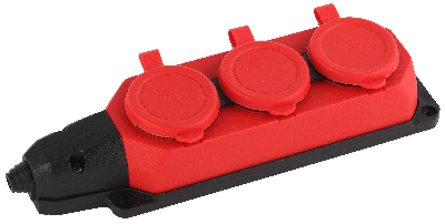 Колодка каучуковая с/з 3гн 16A IP44 красная (9/90/540)