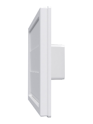 Решетка приточно-вытяжная с гравитационными жалюзи 150х150 с фланцем 55х110, из ASA пластика, цвет белый