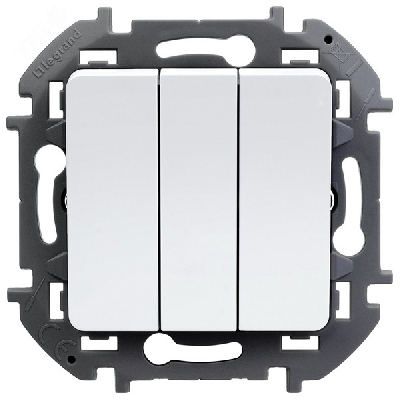 Выключатель трёхклавишный Inspiria 10АХ 250В винтовые зажимы - белый