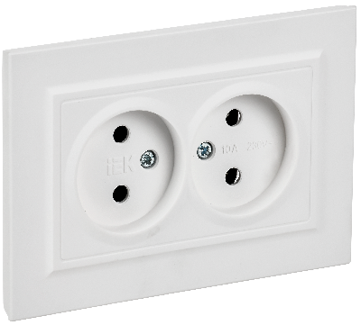 BRITE Розетка 2-местная без заземления без защитных шторок 10А в сборе РС12-2-БрАБ арктический белый IEK