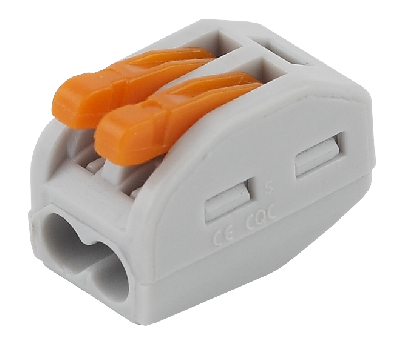 Клемма с рычагом 2 отверстия 0.08-2.5мм2 упаковка 2 шт. серия 412