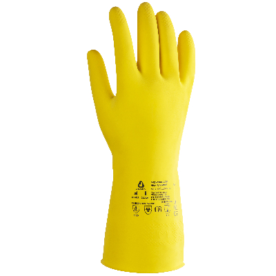 Химостойкие латексные перчатки с напылением желтые JL711-08/M Atom Universal, 0,4 мм