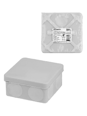 Распаячная коробка двухкомпонентная ОП 80х80х40 мм IP66 8 вх. серая инд. штрихкод TDM