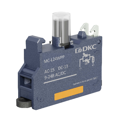 Контактный блок с клеммным безвинтовым зажимом со светодиодом на 9-24В, белый