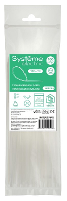 Стяжка кабельная MultiSet 300х7.6 Белая (100шт)