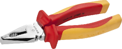Плоскогубцы ''ПРОФИЭЛЕКТРИК'', диэлектрические комбинированные, двухкомп маслобензостойкая рукоятка, до ~1000В, 180мм, Профессионал