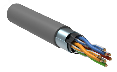 Кабель связи ITK витая пара F/UTP категория 5E 4х х24AWG solid LSZH 305м серый