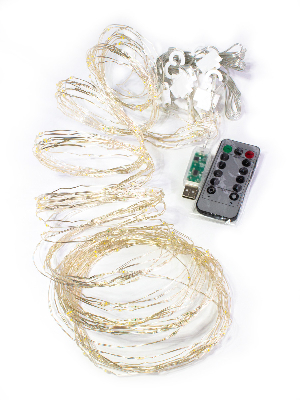 Гирлянда-Занавес медный РОСА 3х3 м USB 10 нитей