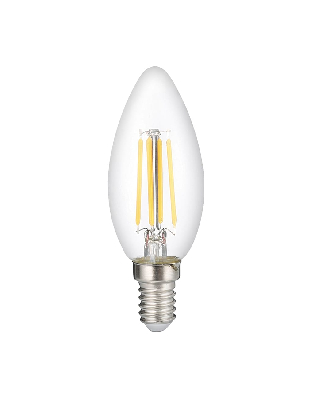 Лампа сетодиодная декоративная LED 6w E14 3000K свеча прозрачная филамент 230/50 Jazzway