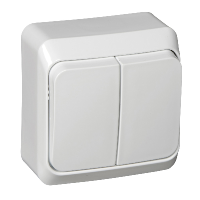 ЭТЮД Выключатель двухклавишный наружный белый сх.5