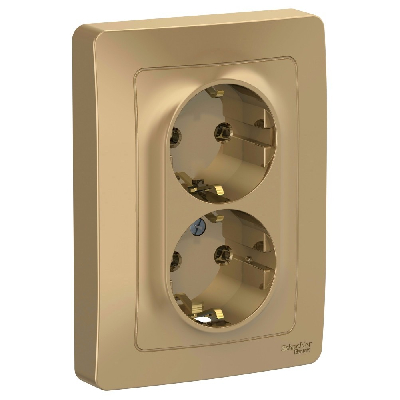 BLANCA скрытой установки розетка двойная с заземлением без шторок, 16А, 250В, титан