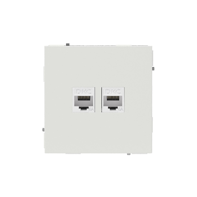 Компьютерная розетка RJ-45 без шторки, кат.6А двойная, KANT, белый песок