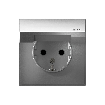 ARTGALLERY розетка с заземл. со шт. с крышк, 16А, IP44, механизм, алюминий