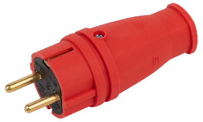 Вилка VX10-R-IP44 каучуковая c заземлением 16А IP44 прямая красная