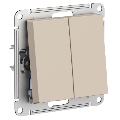 ATLASDESIGN переключатель двухклавишный, сх.6/2, 10АХ, механизм, ПЕСОЧНЫЙ