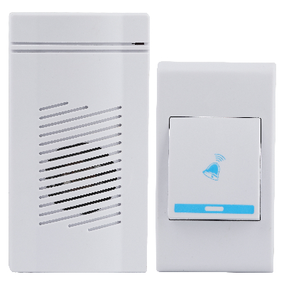 Звонок дверной беспроводной на батарейках 32 мелодии 100м IP20 со световой индикацией белый ААА A05