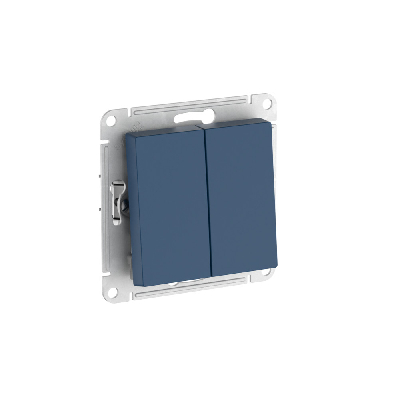 ATLASDESIGN 2-клавишный ВЫКЛЮЧАТЕЛЬ, сх.5, 10АХ, быстрозажимные клеммы, АКВАМАРИН