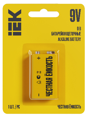 Батарейка щелочная Alkaline 6LR61 9V (1шт/блистер) IEK