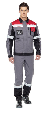 Костюм Виват NEW с полукомбинезоном, цвет серый с черной и красной отделкой, р. 96-100/182-188