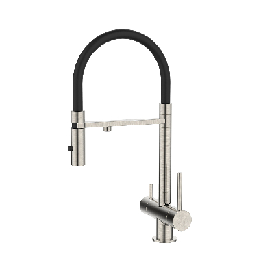 Смеситель для кухни с фильтром и гибким изливом, сатин, Ace, IDDIS, ACEBNFFi05