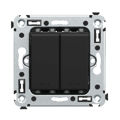 Avanti Переключатель двухклавишный в стену, , Черный матовый