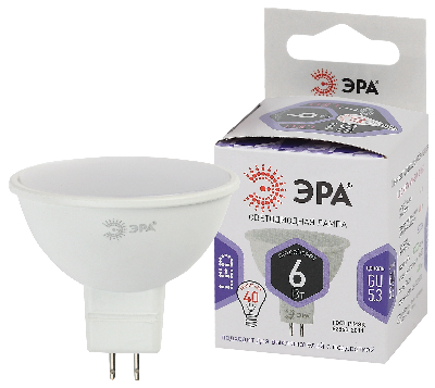 Лампа светодиодная LED 6 Вт 480Лм 6000К софит холодный GU5.3 170-265В LED MR16-6W-860-GU5.3 Standart