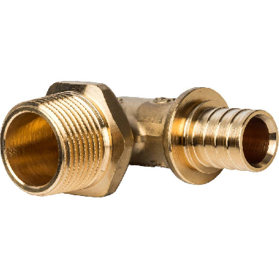 Угольник 20х3/4'НР переходной с наружной резьбой, аксиальный, латунь