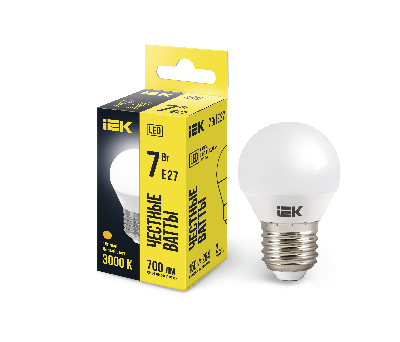 Лампа светодиодная LED 7вт E27 тепло-белый матовый шар ECO