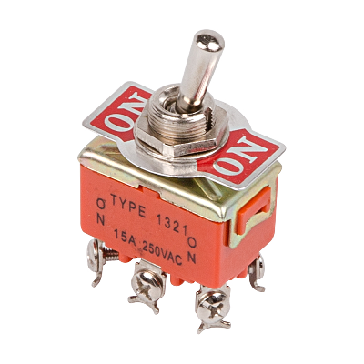 Тумблер 250В 15А (6c) вкл-вкл двухполюсный (KN-202)