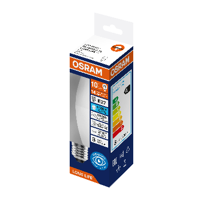 Лампа светодиодная 10Вт 806Лм 6500К Е27 свеча 170-250В OSRAM LONG LIFE