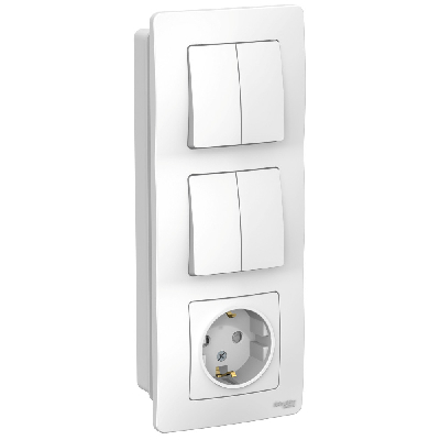 BLANCA скрытой установки блок: розет з/к шт 16А, 250В+выкл 2кл. выкл 2кл.белый
