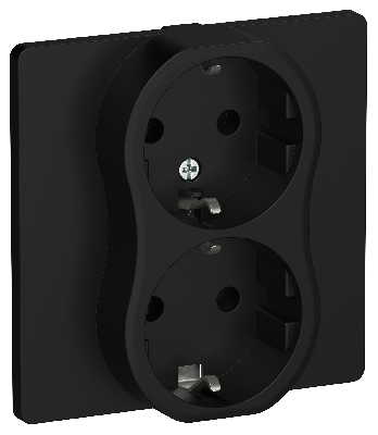 FLITE Розетка 2-местная с заземлением без защитных шторок 16А в сборе РС12-0-К-ФлЧ черный IEK