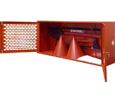 Щит пожарный закрытый ПРЕСТИЖ комплект (полотнище 2х1,5м., вес 0,8 кг., лом, багор, топор, лопата, 2ведра)