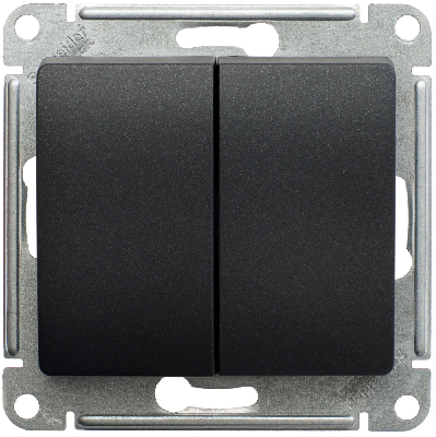 GLOSSA Переключатель двухклавишный схема 6 антрацит в рамку