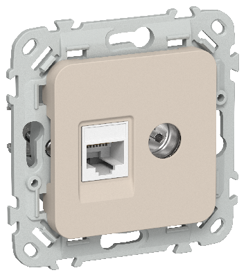 FLITE Розетка 2-местная RJ45/TV категория 5Е UTP РКТВ5е-2-0-ФлЛ льняной IEK