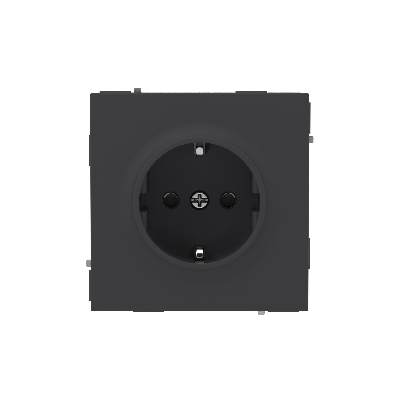 Розетка силовая, 2P+E,  с заземлением без з/ш,    KANT, черный уголь