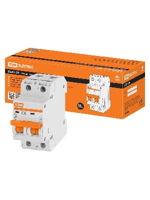 Выключатель автоматический ВА47-29 двухполюсной 6А 4,5кА характеристика С