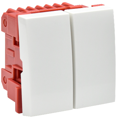 Выключатель двухклавишный на 2 модуля ВК1-22-00-П